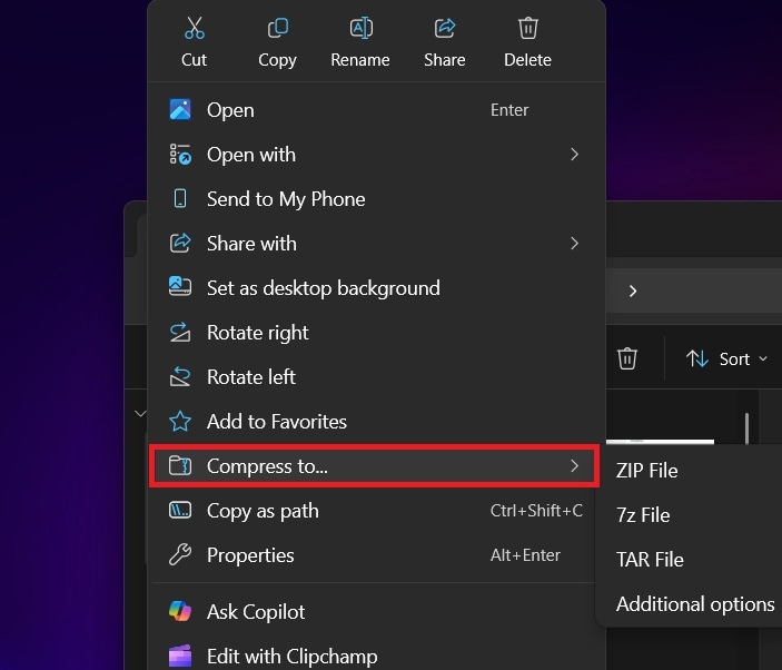 compress video file using windows tool